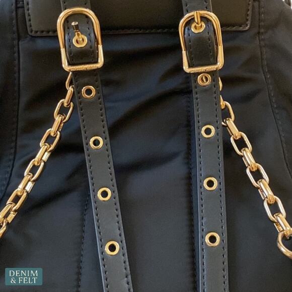 Michael Kors Mott Large Nylon Diaper Backpack Navy Black Gold Luxe Mom Bag main image 8
